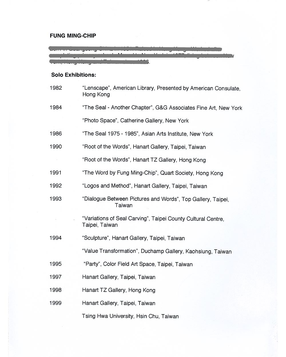 Ming Chip Fung's Resume, pg 1